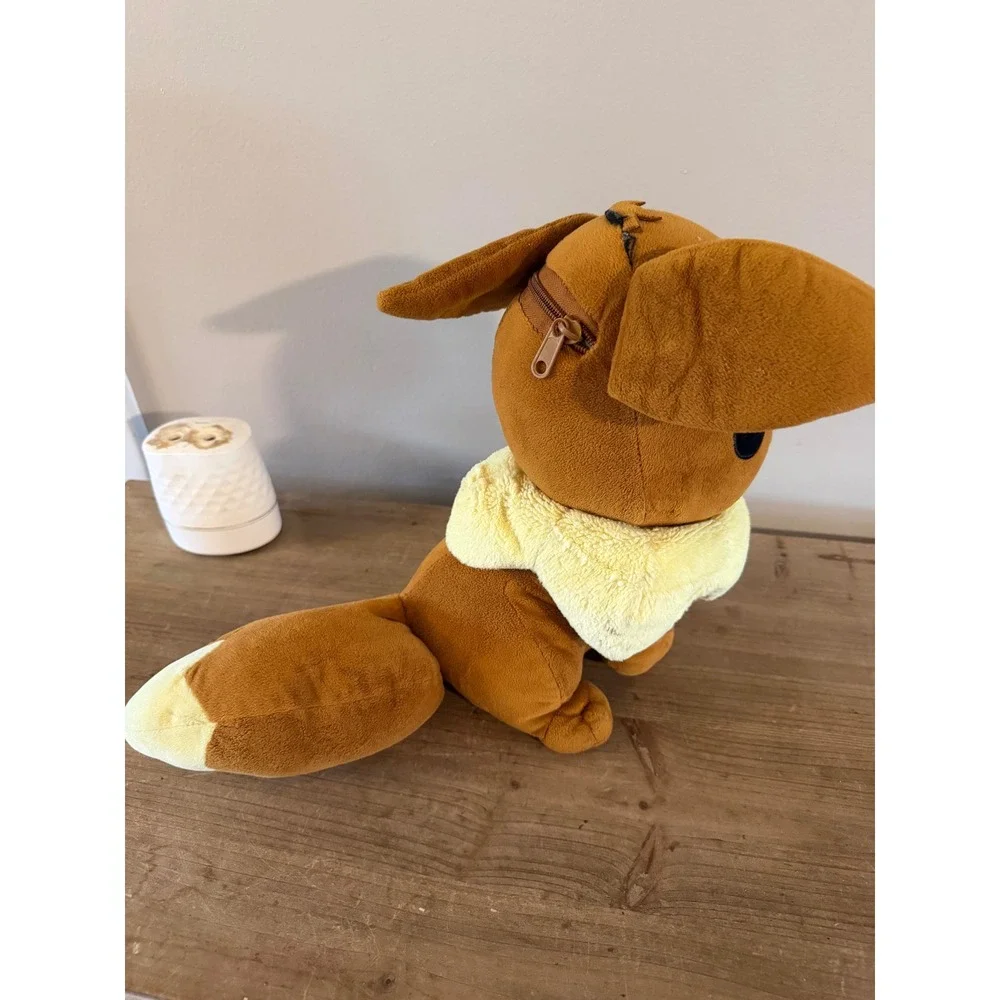 Pokemon Eevee Plush Stuffed Animal with Hidden Zipper Pouch Brown‎ 10 Inch